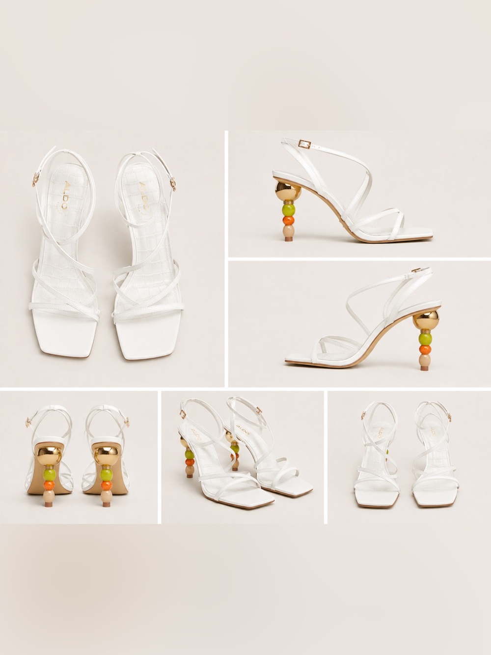 Aldo Beachglass White Leather Sandal